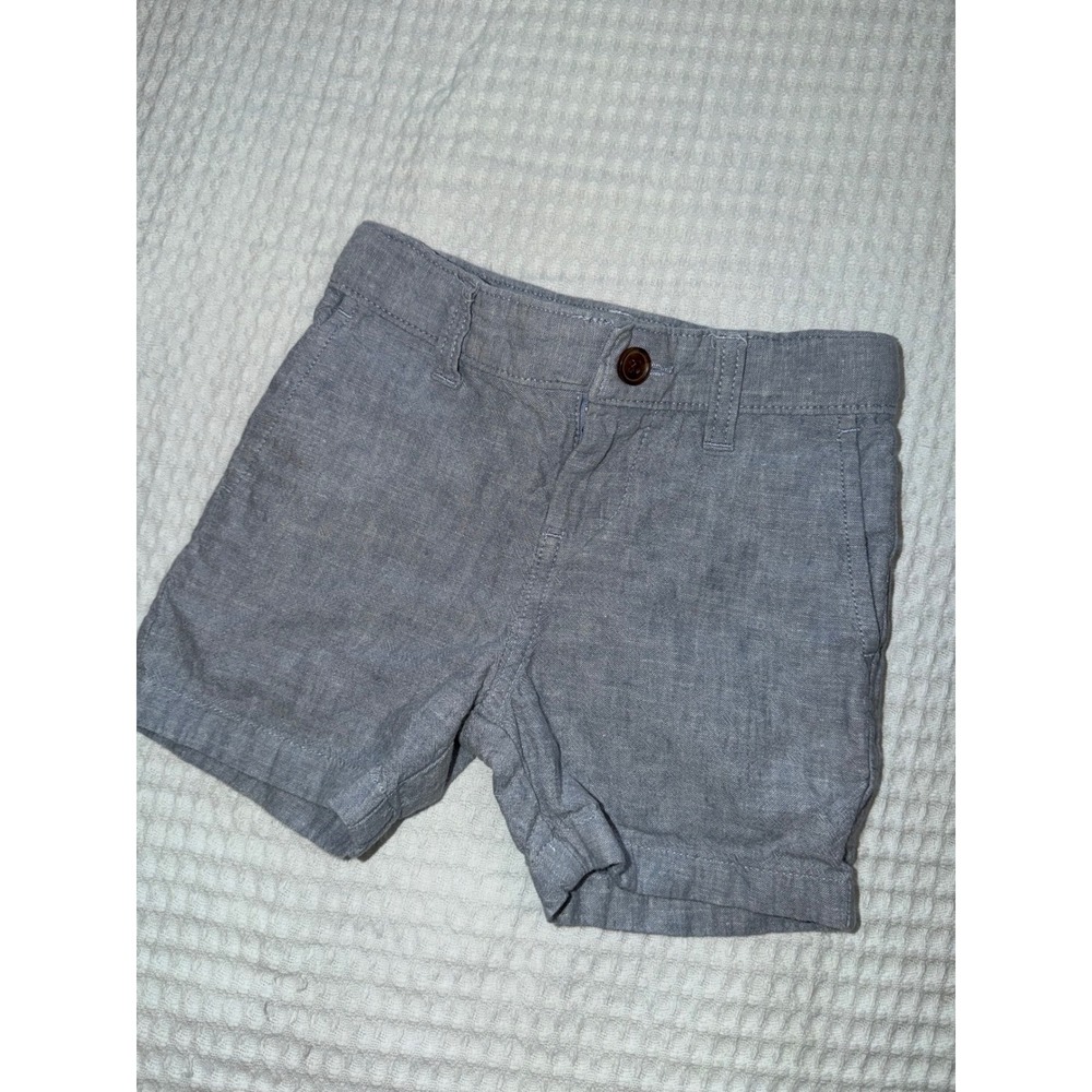 Class Club Modern Fit Shorts Kids 3T Blue Linen‎ Blend Dress Shorts Cuffed Hem